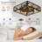 19In. Farmhouse Caged Flush Mount Ceiling Fan With Remote, Bladeless Square Low Profile Ceiling Fan For Bedroom