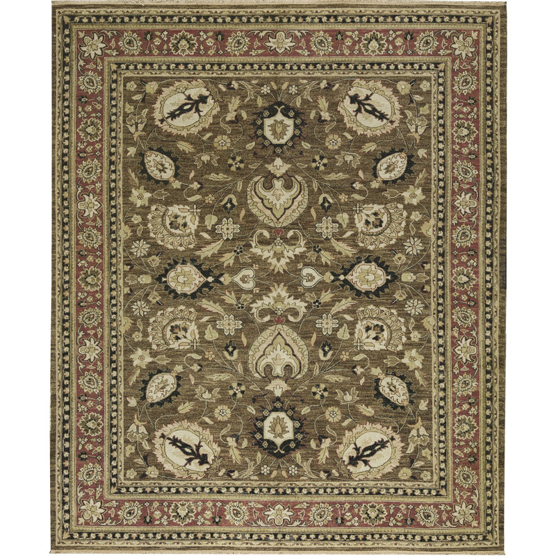 Tapis brun et beige noué à la main de haute qualité