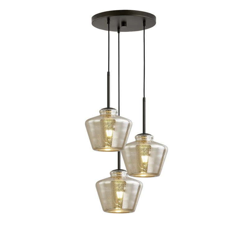 Luminaire suspendu à 3 lumières, Bronze foncé, Mercurisé