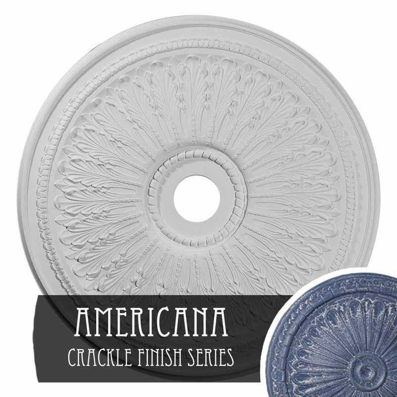 Endurathane Oakleaf Ceiling Medallion, 29 1/8"OD x 3 5/8"ID x 1"P (Fits Canopies up to 6 1/4"), Hand-Painted Americana Crackle Finish