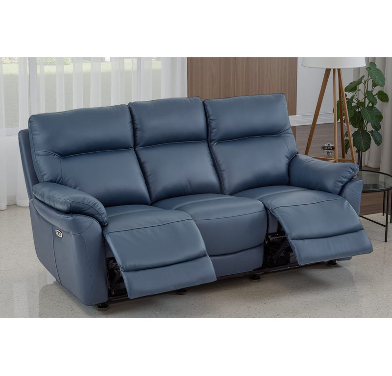 Huckins 3 Seater Electric Reclining Sofa, 3, Navy Blue