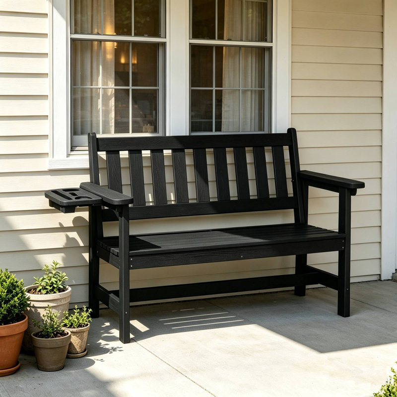 Banc d'extérieur en PEHD Genivieve, Black