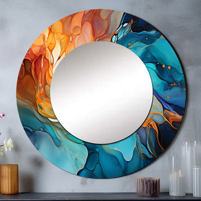 Samav Aurora Borealis, charme liquide beauté I - décor de miroir mural unique Aurora Borealis, grand miroir traditionnel, art imprimé en métal