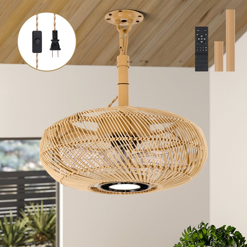 15" Boho Plug-in Ceiling Fan With Remote Control Included