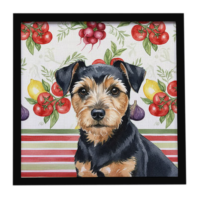 Black and Tan Norfolk Terrier Vegetables Framed Metal Print
