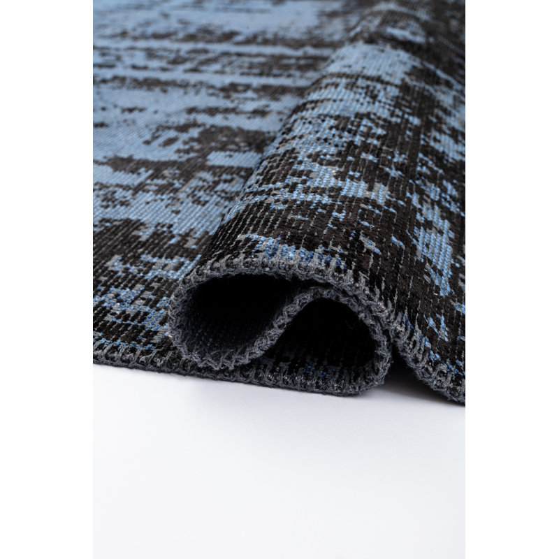 Rapture Black Blue Luxury Area Rug, Rectangle 7'10" x 11'2"