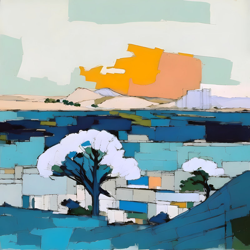 Mid Century Landscape I, 24" H x 24" W