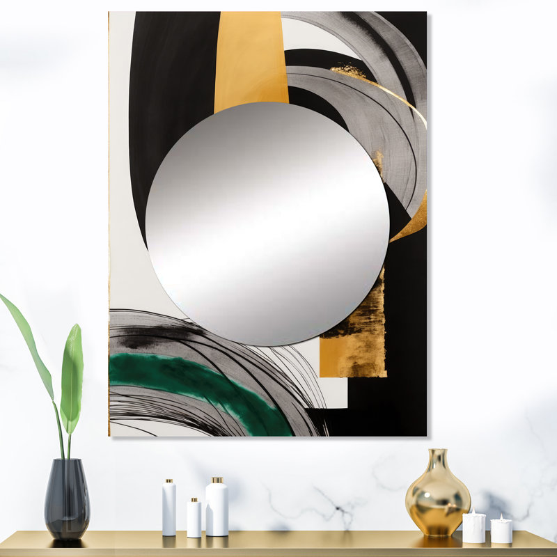 Kentarkius moderne vert Art déco II - miroir mural unique transitionnel, miroir moderne, impression sur métal, 40 po x 30 po