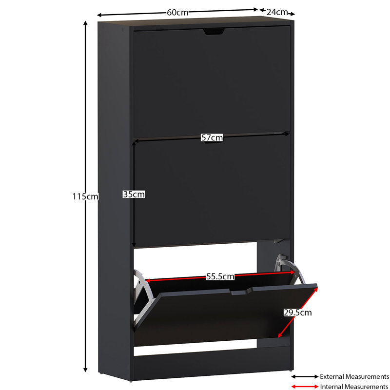18 Pair Flip Down Shoe Storage, Black