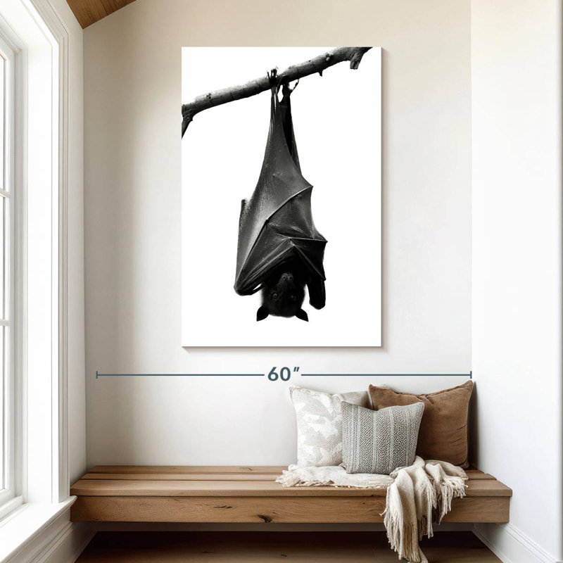 Brampt Monochrome Upside Down Bat, 48" H x 32" W