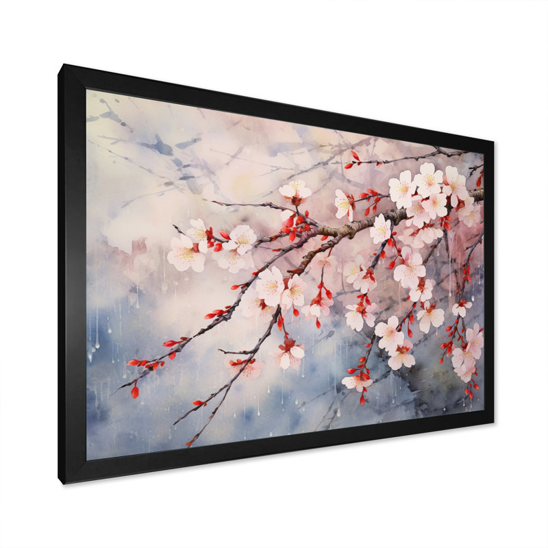 «Flower Whispers Cherry Blossoms» sur toile, Cadre simple noir, H 12 po x l 20 po x P 1 po