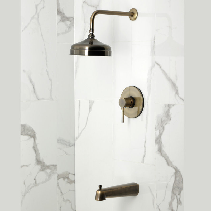 Kingston Brass Concord Single-Handle Pressure Balanced Tub and Shower Faucet, Antique Brass
