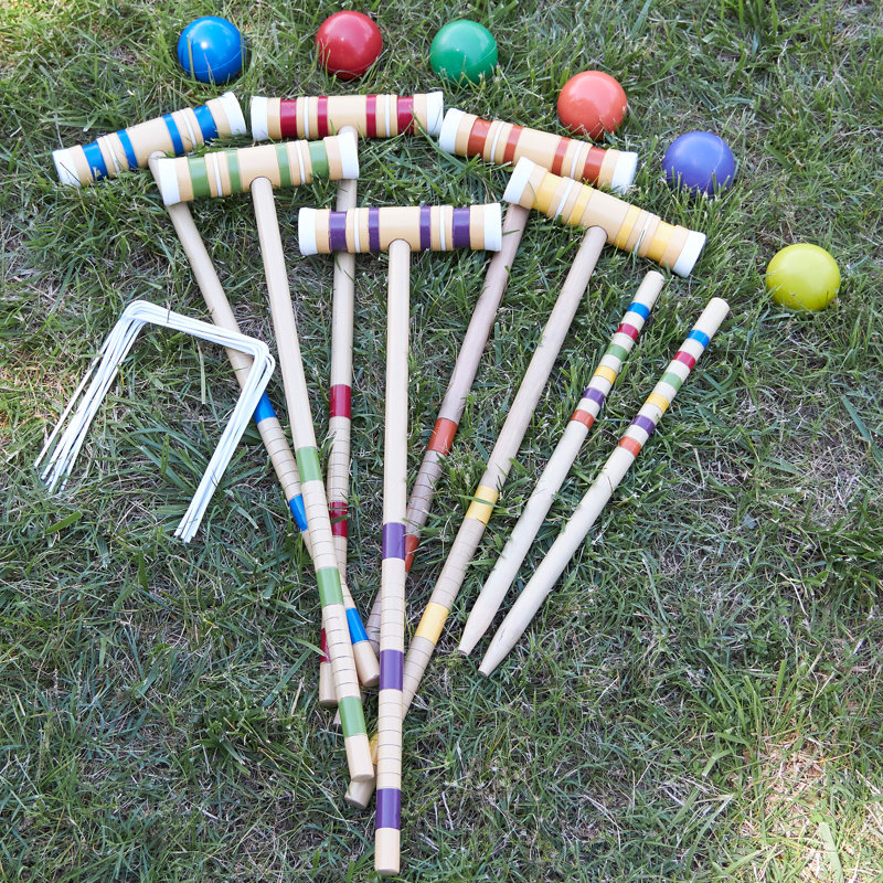 Symple Stuff Solid Wood Croquet with Carrying Case