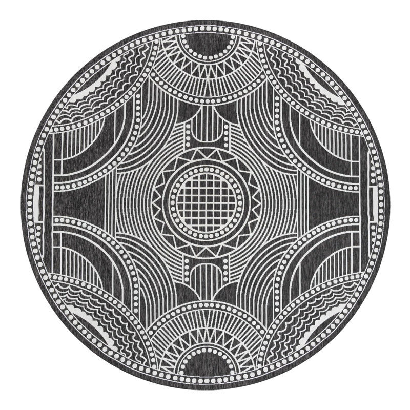 Tapis d'extérieur traditionnel intérieur / extérieur, Rond 12 pi