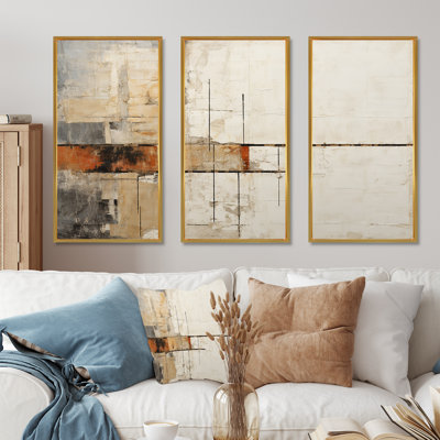 «Abstract Beige Brown Road Collage III», ensemble d'art mural abstrait
