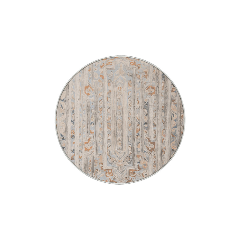 Tapis beige lavable à la machine, Rond 4 pi