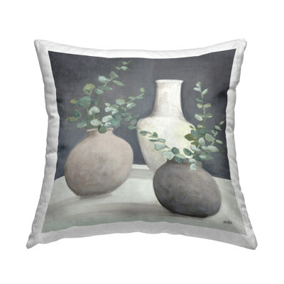 Fresh Floral Vessels Decorative Printed Throw Pillow Design by Julia Purinton