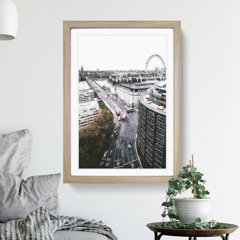 Big Ben and the London Eye Vol.2 - Picture Frame Painting, Oak Framed, 48cm H x 36cm W x 2cm D