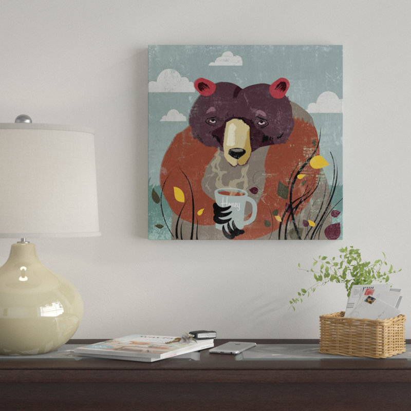 « miel ours », impression sur toile, H 12 po x l 12 po x P 1,5 po, Pas de tapis, Toile tendue