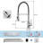Industrial Single-Handle Spring Spout Kitchen Faucet with Pull-Down Sprayer-122625941