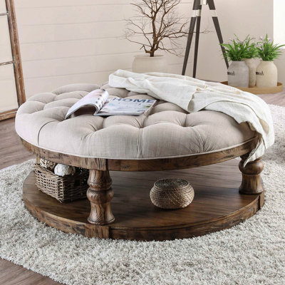 Coffee Table, Rustic Round, Antique Oak, Turned Legs