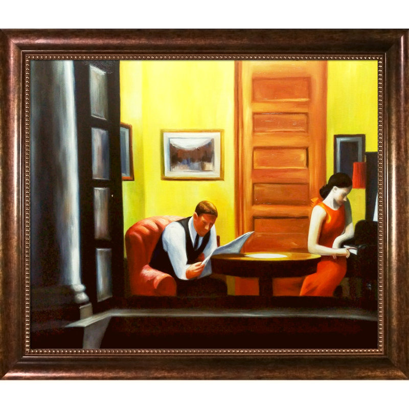 «Room in New York» par Edward Hopper - peinture sur toile encadrée, H 24 po x l 28 po x P 2 po, Perle de Vérone