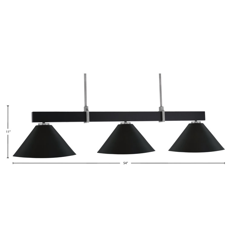 Bar 3 lumières Raheemah Wellington, H 11 po x l 14 po x P 14 po, Noir mat / graphite, Noir mat