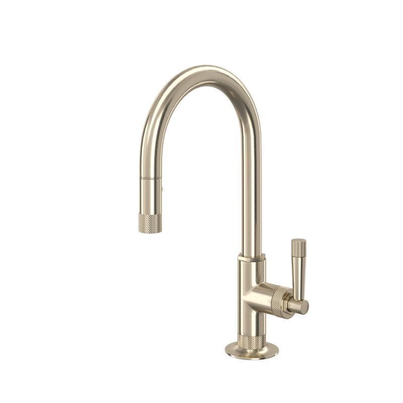 Graceline Pull-Down Bar/Food Prep Kitchen Faucet With C-Spout, Satin Nickel