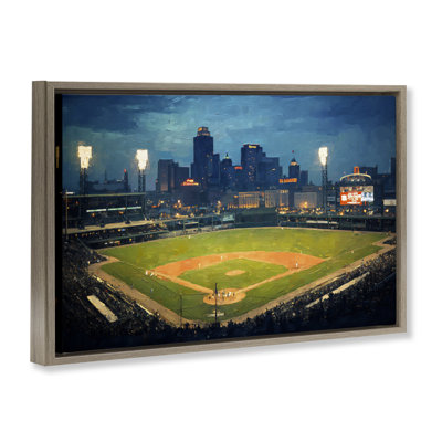 Baseball Stadium at Night Floating Frame, design by Arlington Prints