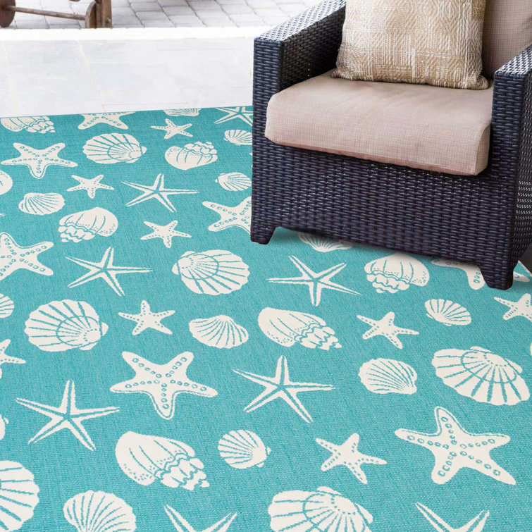 Donnie Nautical Seashells and Starfish Coastal Indoor/Outdoor Area Rug or Runner Beachcrest Home Rug Size: Rectangle 8' x 10
