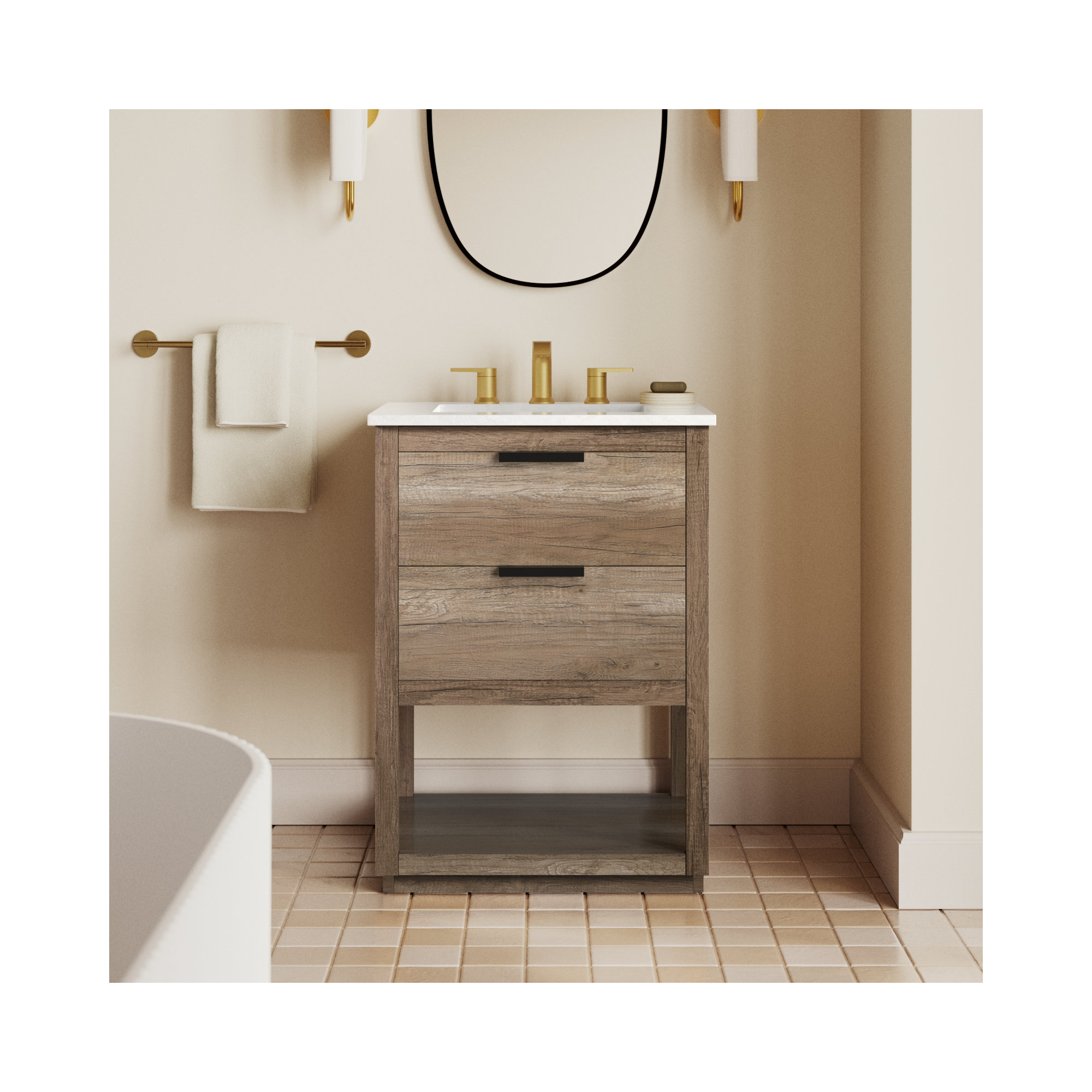 Felicity 24'' Single Bathroom Vanity, Natural Oak