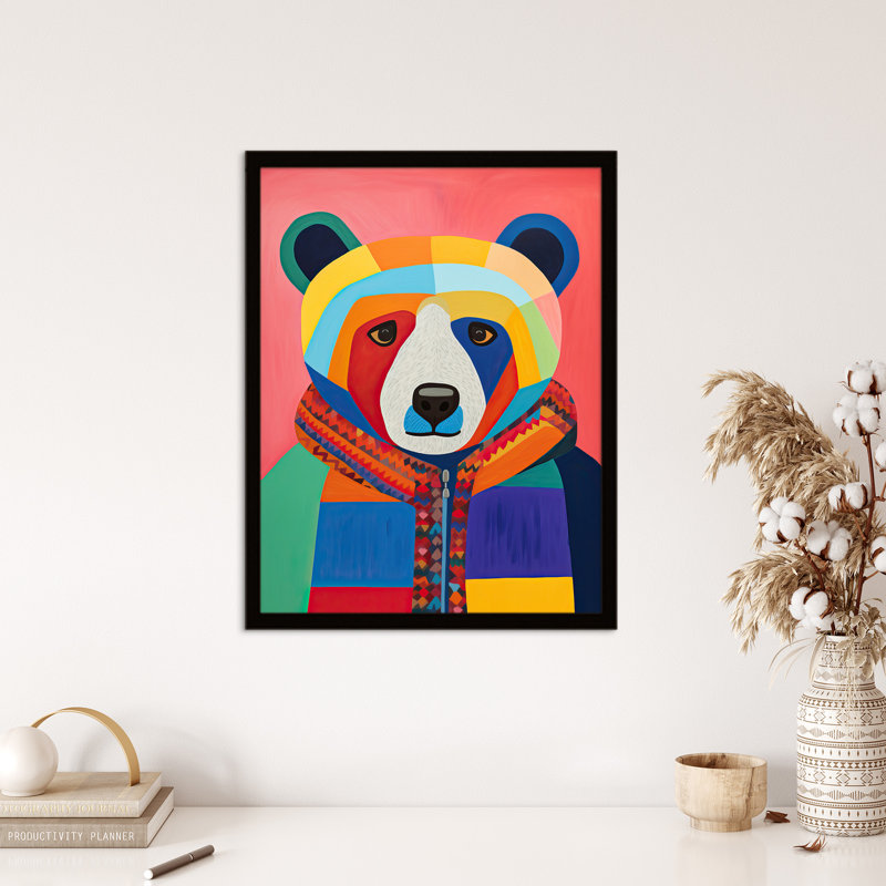 Bright Bold Bear Fun Multicoloured - Single Picture Frame Print