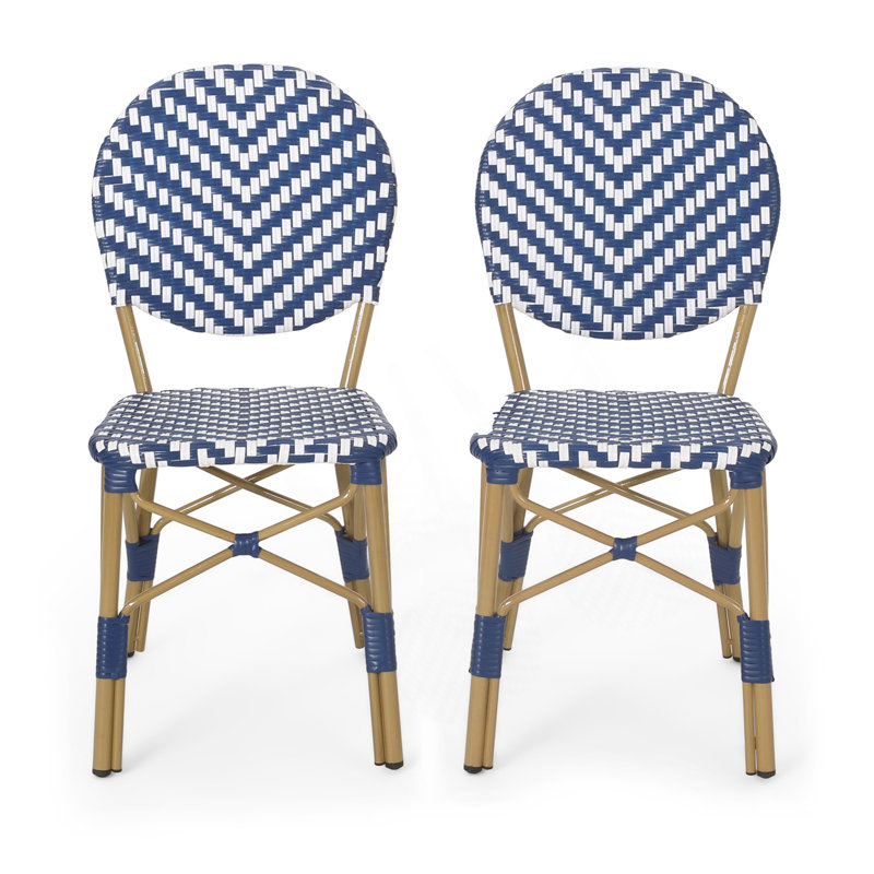 Bistro Chair Set With Aluminum Frame And Polyethylene Rattan