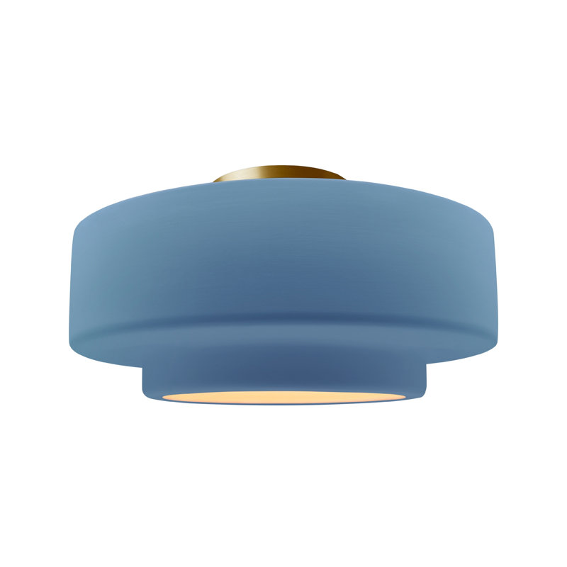 Plafonnier semi-encastré Radiance, H 8 po x l 16,5 po x P 16,5 po, Bleu ciel, Laiton brossé