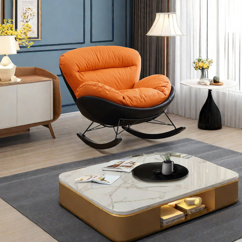 Chaise berçante à structure métallique,  Orange