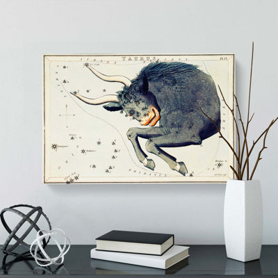 Astronomical Zodiac Chart of the Taurus - Wrapped Canvas Drawing Pint - Wrapped Canvas