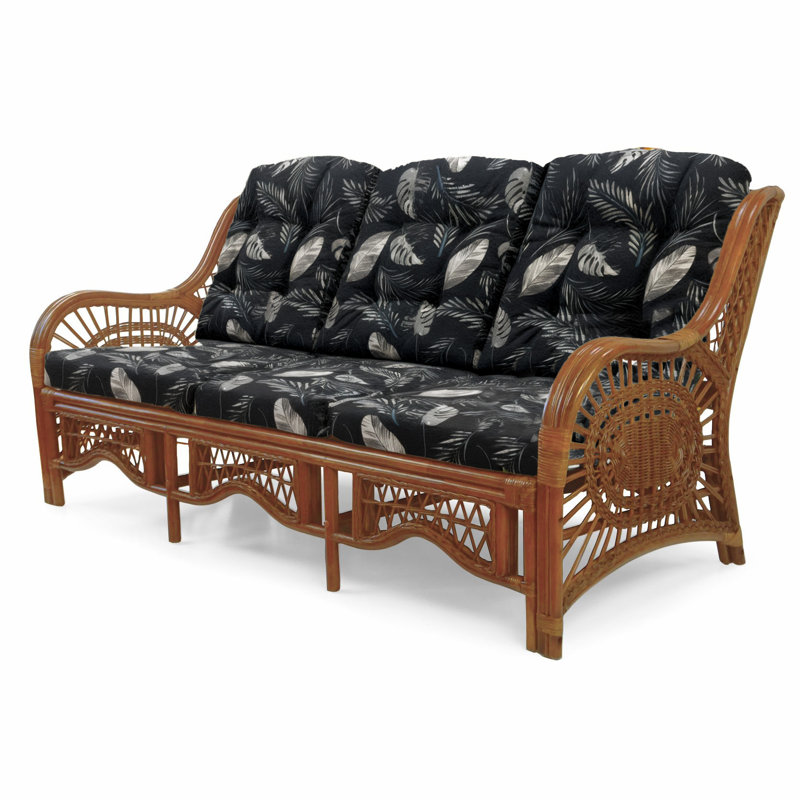 Anneelizabeth 70" Recessed Arm Sofa, Black Leaf
