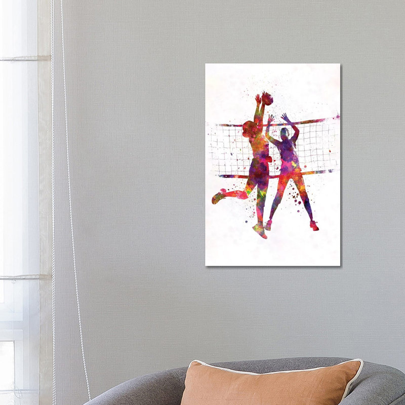 Women Volleyball Players In Watercolour by Paul Rommer - Wrapped Canvas Painting, 66.04 cm H x 45.72 cm W