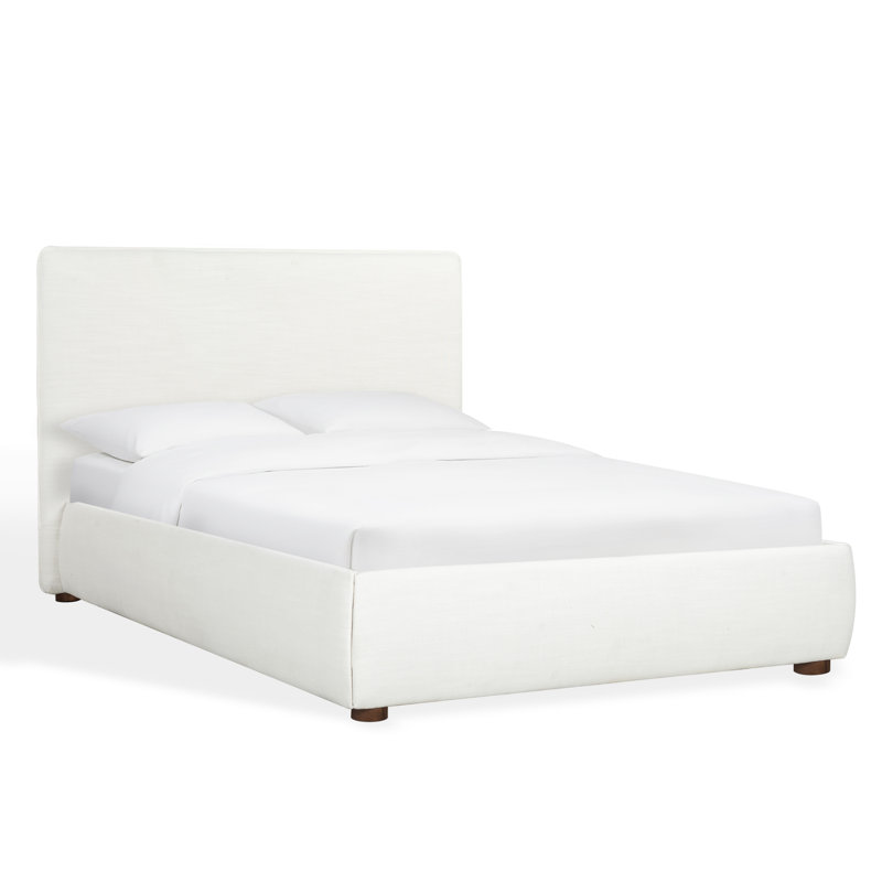 Callahan Upholstered Bed, King, White Linen