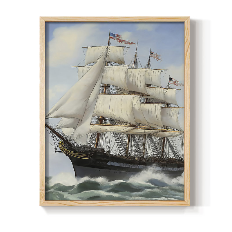 NAUTICAL Series LXVII, reproduction encadrée - bois massif, Naturel, H 21 po x l 17 po