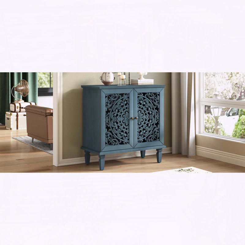 Commode d'appoint rétro à motif floral symétrique
