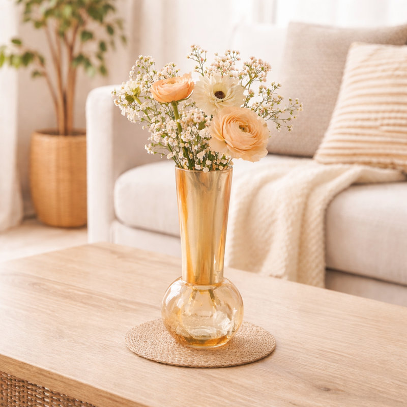 Glass Vase | Whimsy Whirlpool Large Decorative Vase | Modern Artistic Home Accent | 5.5x10 Inches, Overall Height 10"