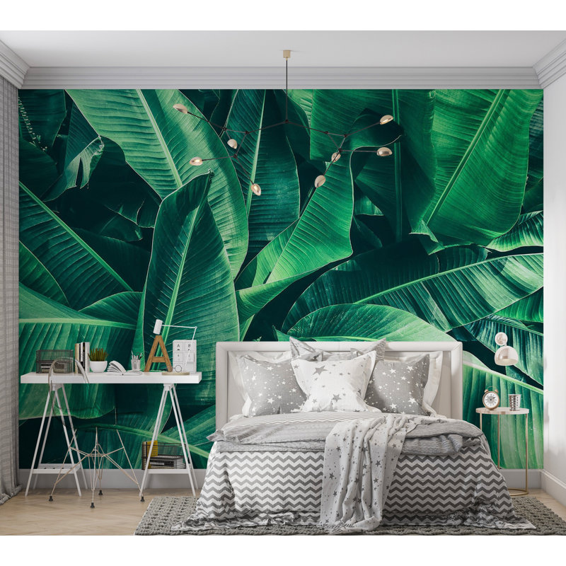 Premium Wallpaper Wall Mural - Tropical Leaves, 96" L x 120" W
