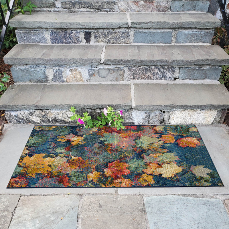 Andreane Floral Synthetic Non-Skid Kitchen Mat, Rectangle 2' x 2'10"