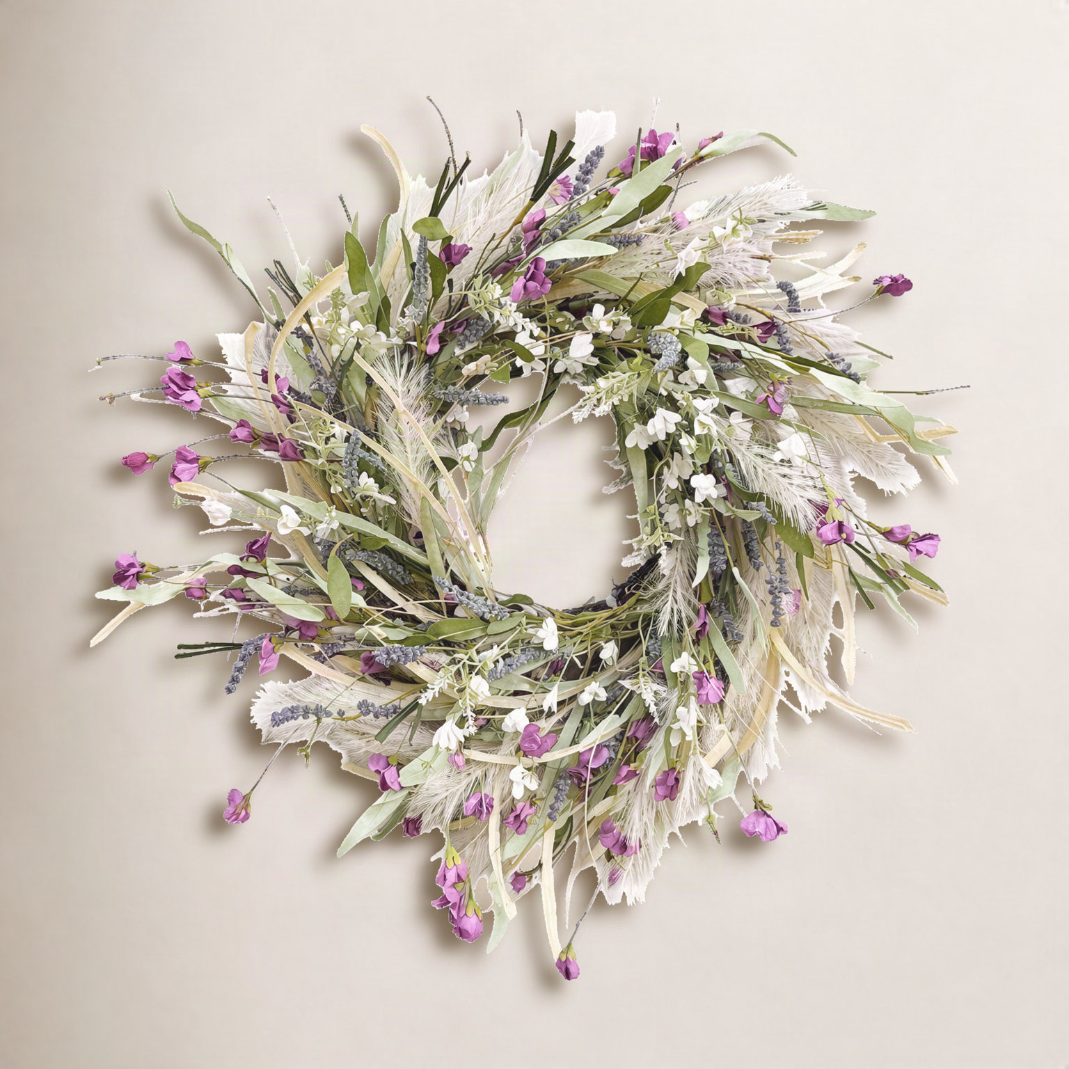 24" Handcrafted Lavender Wildflower Wreath
