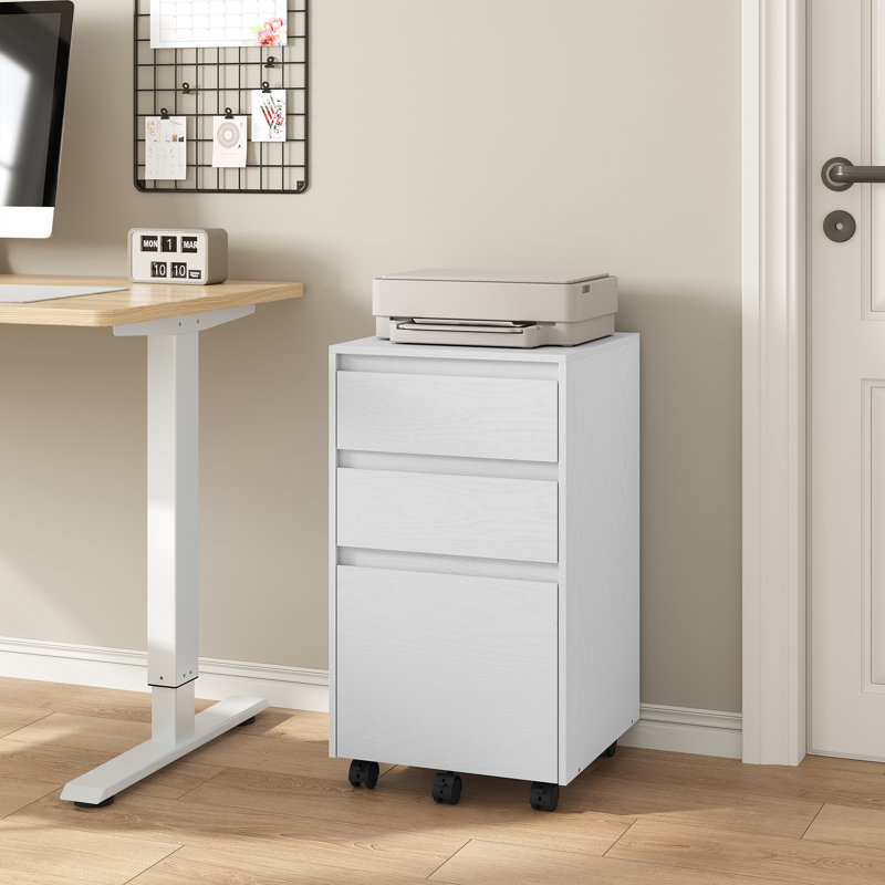 Orrin 40cm Wide 3 -Drawer Mobile File Cabinet, White