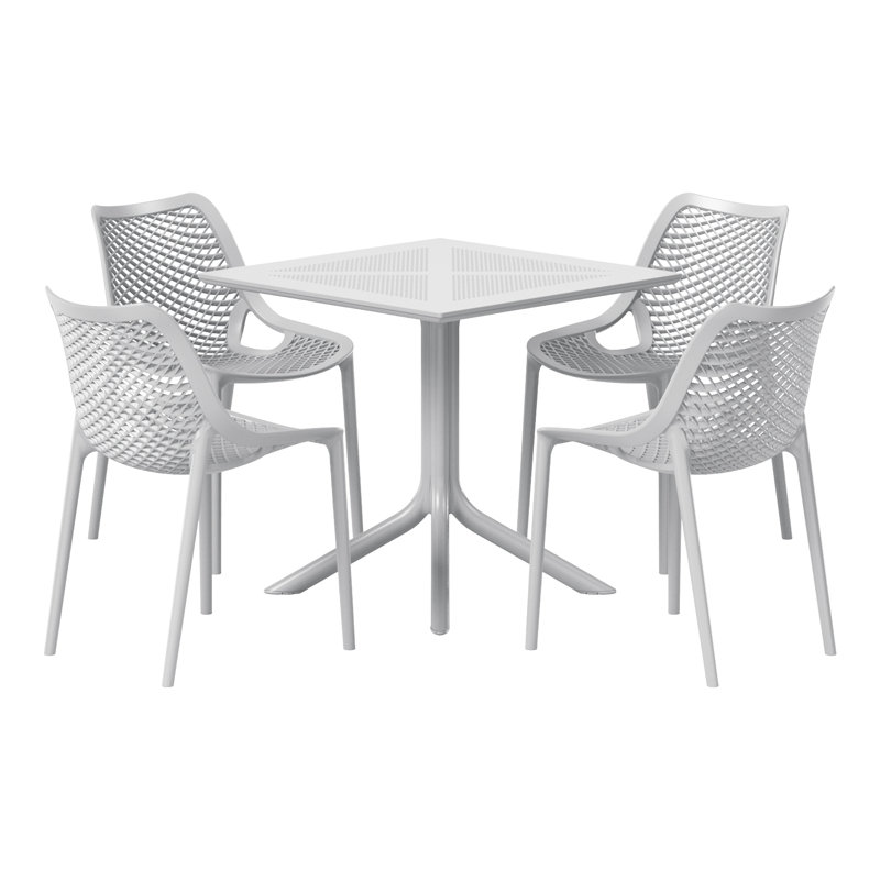 4-Person Outdoor Square Dining Set, Gray