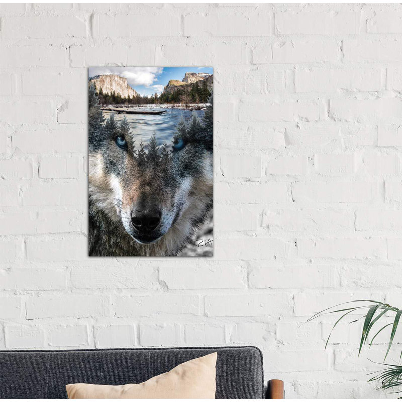 « loup » par paul haag-impression sur image, H 12 po x l 8 po x P 0,75 po, Toile tendue