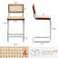 Rubberwood Wicker and Solid Wood Bar Stool with Solid Wood and Steel Frame