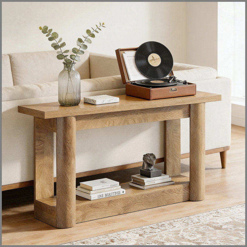 Console à 2 niveaux pour vestibule ou canapé, table de vestibule | Idée de cadeau, Chêne brun